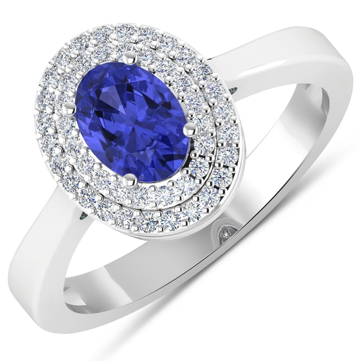0.91 Carat Genuine Tanzanite and White Diamond 14K White Gold Ring - Rings - Custom Crafting Alliance, LLC