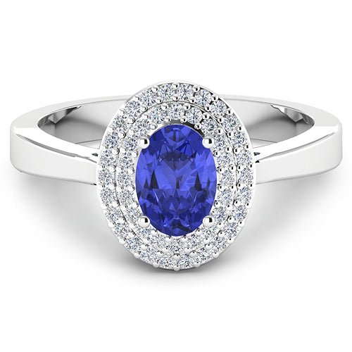 0.91 Carat Genuine Tanzanite and White Diamond 14K White Gold Ring - Rings - Custom Crafting Alliance, LLC