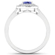 0.91 Carat Genuine Tanzanite and White Diamond 14K White Gold Ring - Rings - Custom Crafting Alliance, LLC