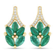 0.91 Carat Genuine Zambian Emerald and White Diamond 14K Yellow Gold Earrings - Earrings - Custom Crafting Alliance, LLC