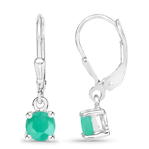 0.92 Carat Genuine Emerald .925 Sterling Silver Earrings - Earrings - Custom Crafting Alliance, LLC