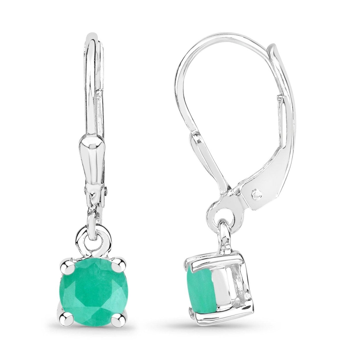 0.92 Carat Genuine Emerald .925 Sterling Silver Earrings - Earrings - Custom Crafting Alliance, LLC