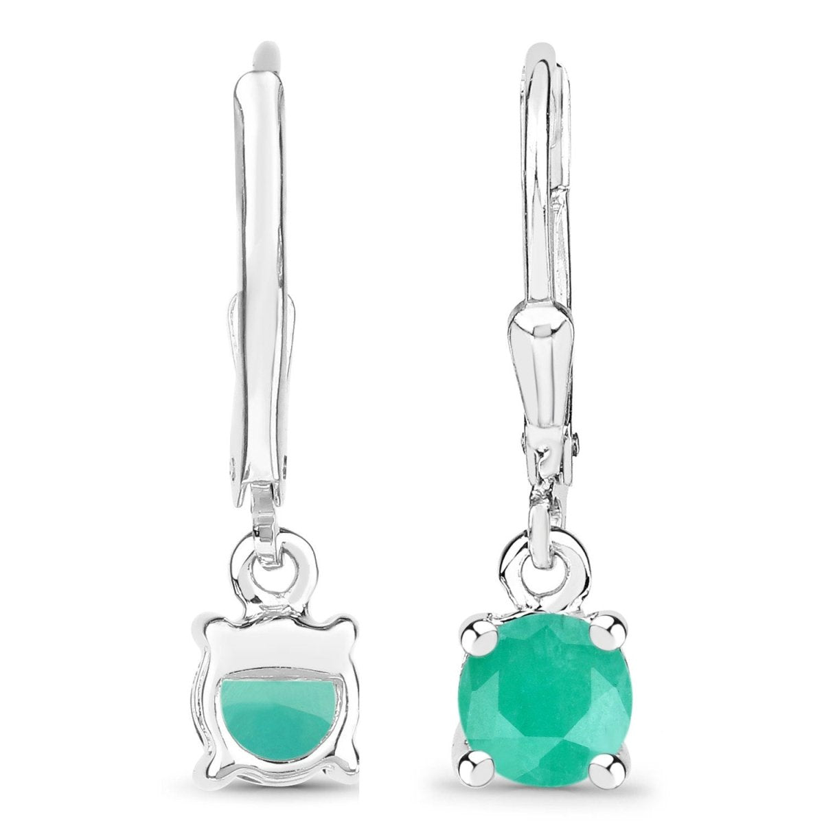 0.92 Carat Genuine Emerald .925 Sterling Silver Earrings - Earrings - Custom Crafting Alliance, LLC
