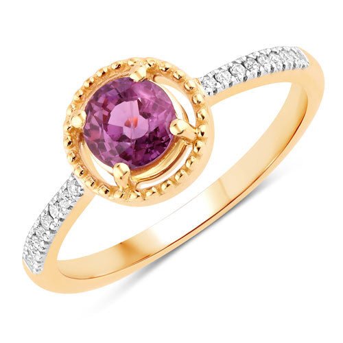 0.92 Carat Genuine Ruby and White Diamond 14K Yellow Gold Ring - Rings - Custom Crafting Alliance, LLC