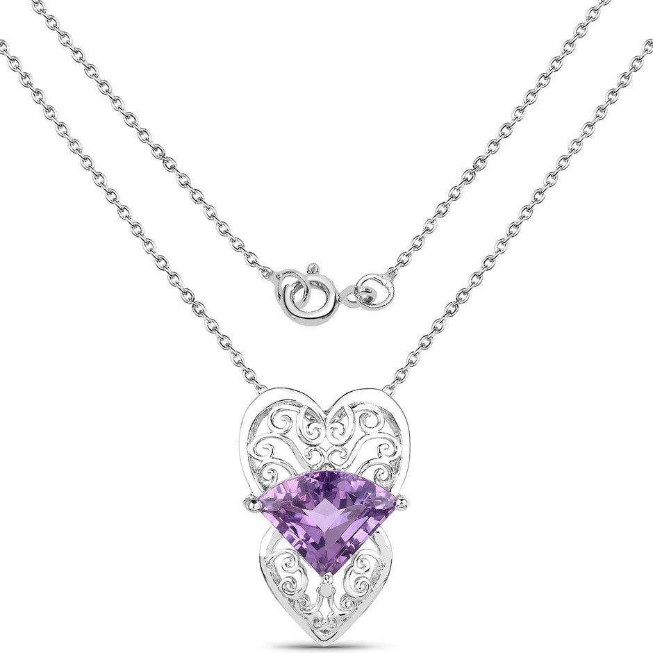 5.80 Carat Genuine Amethyst .925 Sterling Silver Pendant