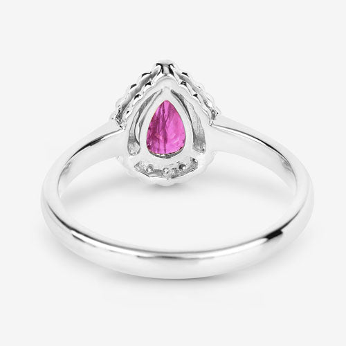 0.94 Carat Genuine Ruby and White Diamond 14K White Gold Ring - Rings - Custom Crafting Alliance, LLC
