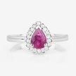 0.94 Carat Genuine Ruby and White Diamond 14K White Gold Ring - Rings - Custom Crafting Alliance, LLC