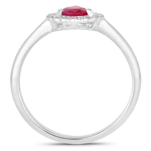 0.94 Carat Genuine Ruby and White Diamond 14K White Gold Ring - Rings - Custom Crafting Alliance, LLC