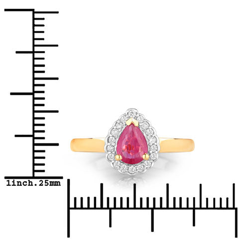 0.94 Carat Genuine Ruby and White Diamond 14K Yellow Gold Ring - Rings - Custom Crafting Alliance, LLC