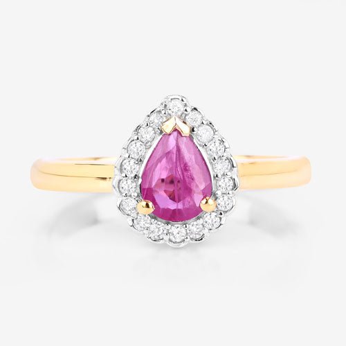0.94 Carat Genuine Ruby and White Diamond 14K Yellow Gold Ring - Rings - Custom Crafting Alliance, LLC