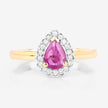 0.94 Carat Genuine Ruby and White Diamond 14K Yellow Gold Ring - Rings - Custom Crafting Alliance, LLC