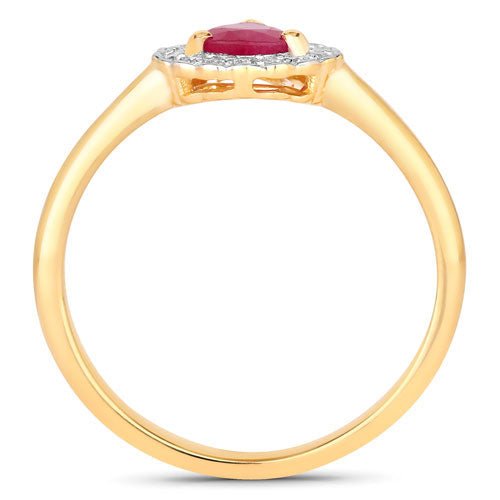0.94 Carat Genuine Ruby and White Diamond 14K Yellow Gold Ring - Rings - Custom Crafting Alliance, LLC