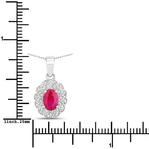 0.95 Carat Genuine Ruby and White Diamond 10K White Gold Pendant - Pendants - Custom Crafting Alliance, LLC