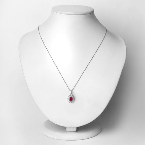 0.95 Carat Genuine Ruby and White Diamond 10K White Gold Pendant - Pendants - Custom Crafting Alliance, LLC