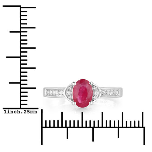 0.95 Carat Genuine Ruby and White Diamond 10K White Gold Ring - Rings - Custom Crafting Alliance, LLC