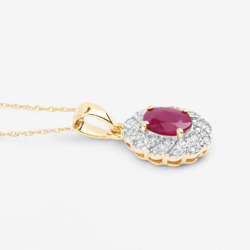 0.95 Carat Genuine Ruby and White Diamond 10K Yellow Gold Pendant - Pendants - Custom Crafting Alliance, LLC