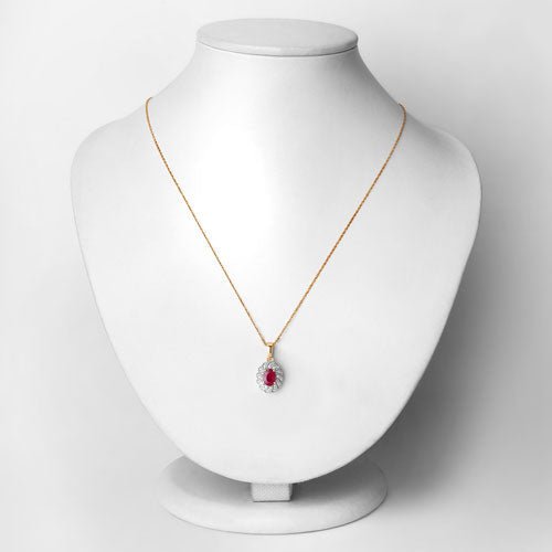 0.95 Carat Genuine Ruby and White Diamond 10K Yellow Gold Pendant - Pendants - Custom Crafting Alliance, LLC