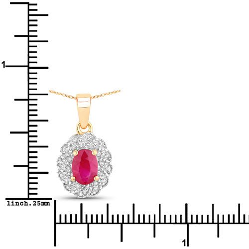 0.95 Carat Genuine Ruby and White Diamond 10K Yellow Gold Pendant - Pendants - Custom Crafting Alliance, LLC
