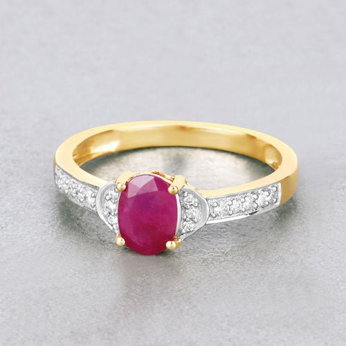 0.95 Carat Genuine Ruby and White Diamond 10K Yellow Gold Ring - Rings - Custom Crafting Alliance, LLC