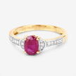 0.95 Carat Genuine Ruby and White Diamond 10K Yellow Gold Ring - Rings - Custom Crafting Alliance, LLC