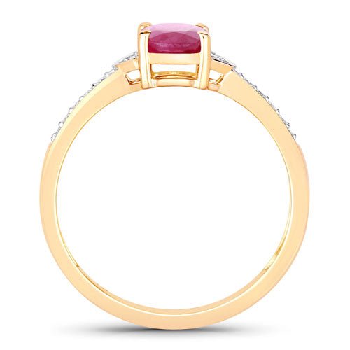 0.95 Carat Genuine Ruby and White Diamond 10K Yellow Gold Ring - Rings - Custom Crafting Alliance, LLC