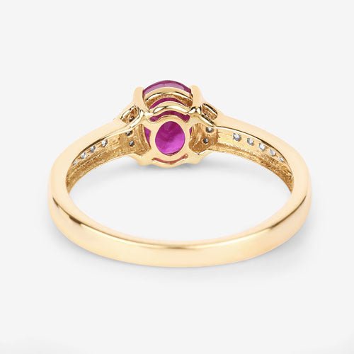 0.95 Carat Genuine Ruby and White Diamond 10K Yellow Gold Ring - Rings - Custom Crafting Alliance, LLC