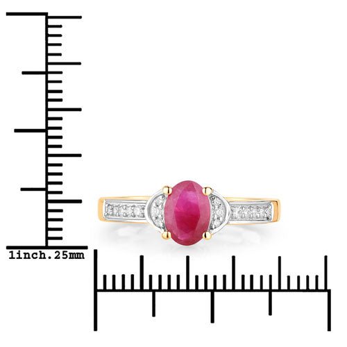 0.95 Carat Genuine Ruby and White Diamond 10K Yellow Gold Ring - Rings - Custom Crafting Alliance, LLC