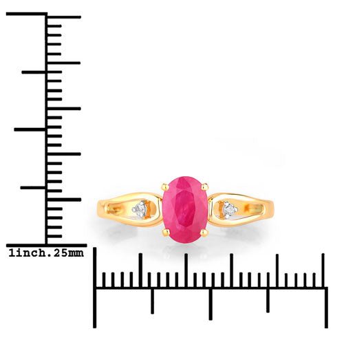 0.95 Carat Genuine Ruby and White Diamond 14K Yellow Gold Ring - Rings - Custom Crafting Alliance, LLC