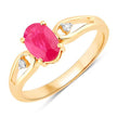 0.95 Carat Genuine Ruby and White Diamond 14K Yellow Gold Ring - Rings - Custom Crafting Alliance, LLC