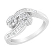 14K White Gold Round and Baguette Diamond Bypass Ring (1/2 cttw, H-I Color, I1-I2 Clarity) - Ring Size 6