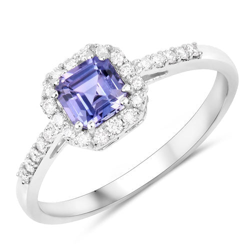 0.96 Carat Genuine Purple Pink Sapphire and White Diamond 14K White Gold Ring - Rings - Custom Crafting Alliance, LLC