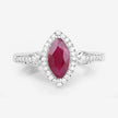 0.96 Carat Genuine Ruby and White Diamond 14K White Gold Ring - Rings - Custom Crafting Alliance, LLC