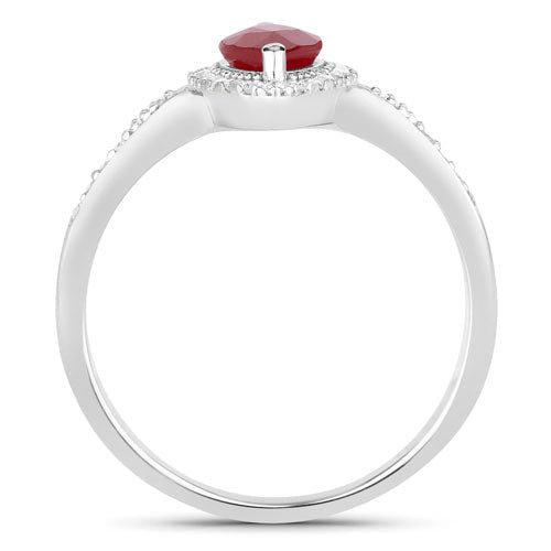 0.96 Carat Genuine Ruby and White Diamond 14K White Gold Ring - Rings - Custom Crafting Alliance, LLC
