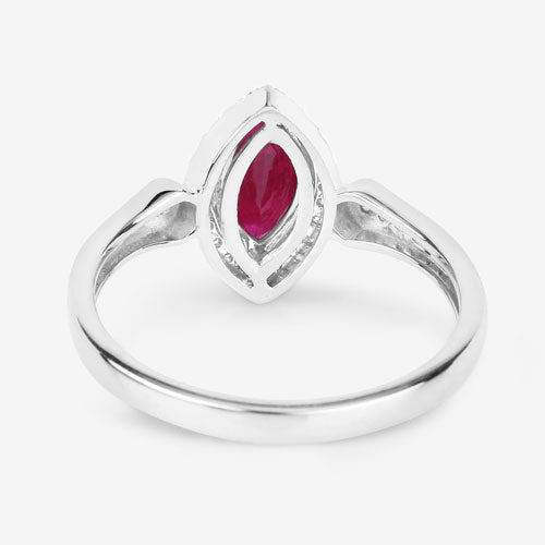 0.96 Carat Genuine Ruby and White Diamond 14K White Gold Ring - Rings - Custom Crafting Alliance, LLC