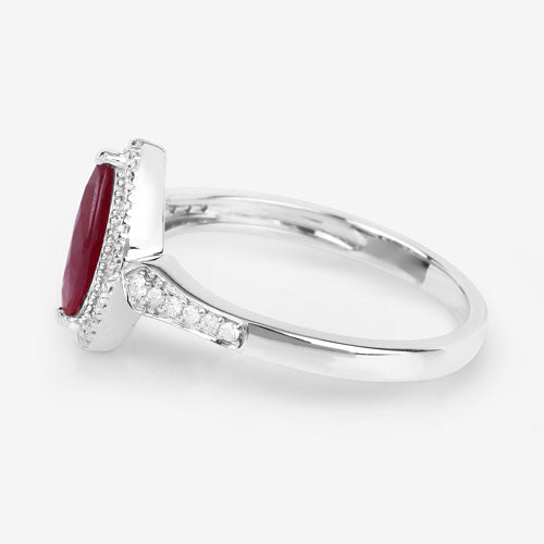 0.96 Carat Genuine Ruby and White Diamond 14K White Gold Ring - Rings - Custom Crafting Alliance, LLC