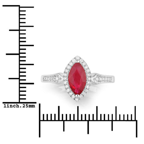 0.96 Carat Genuine Ruby and White Diamond 14K White Gold Ring - Rings - Custom Crafting Alliance, LLC