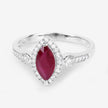 0.96 Carat Genuine Ruby and White Diamond 14K White Gold Ring - Rings - Custom Crafting Alliance, LLC