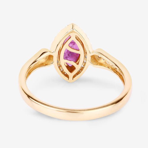 0.96 Carat Genuine Ruby and White Diamond 14K Yellow Gold Ring - Rings - Custom Crafting Alliance, LLC