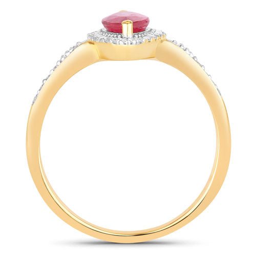 0.96 Carat Genuine Ruby and White Diamond 14K Yellow Gold Ring - Rings - Custom Crafting Alliance, LLC