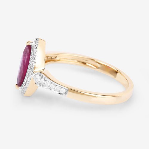 0.96 Carat Genuine Ruby and White Diamond 14K Yellow Gold Ring - Rings - Custom Crafting Alliance, LLC