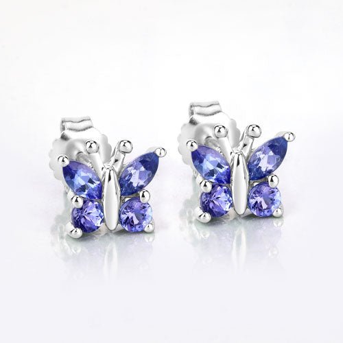 0.96 Carat Genuine Tanzanite .925 Sterling Silver Earrings - Earrings - Custom Crafting Alliance, LLC