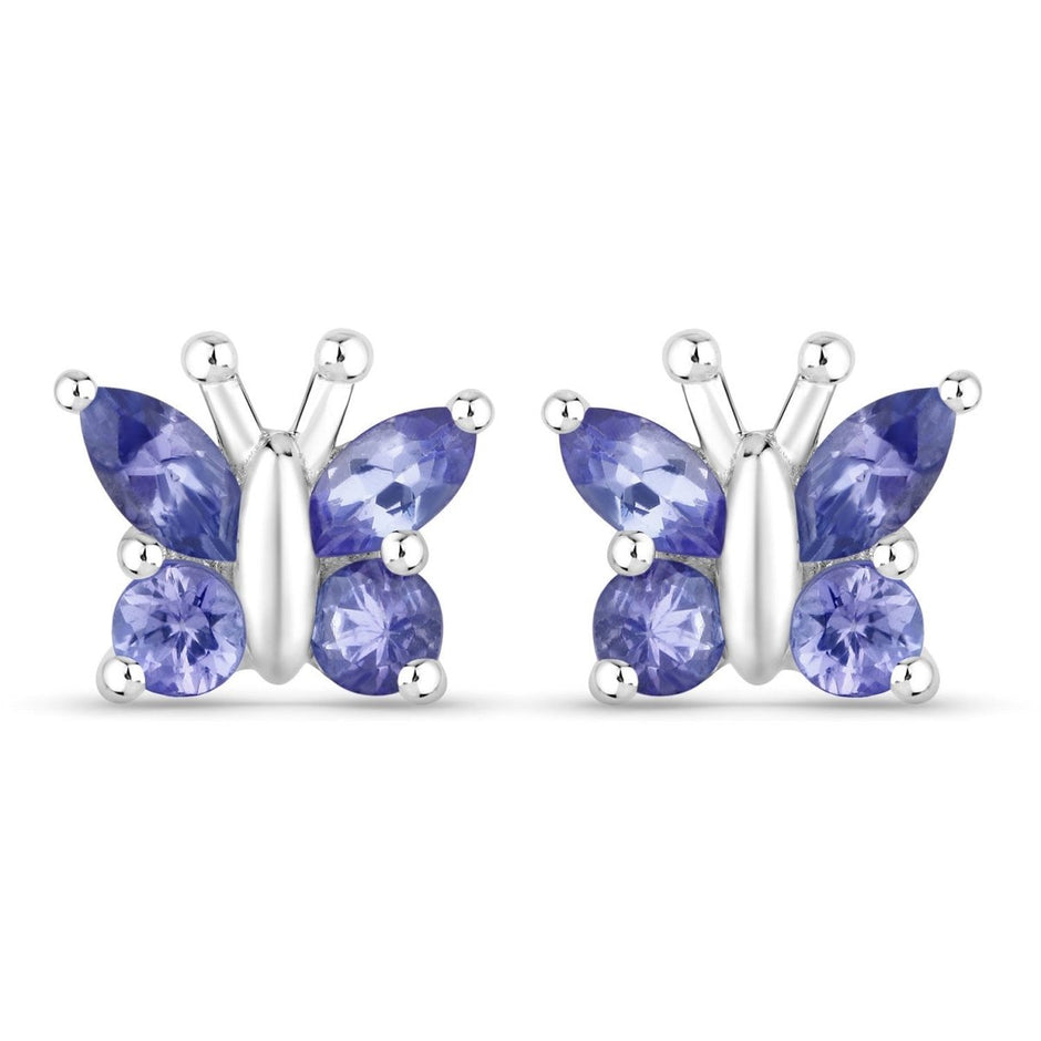 0.96 Carat Genuine Tanzanite .925 Sterling Silver Earrings - Earrings - Custom Crafting Alliance, LLC