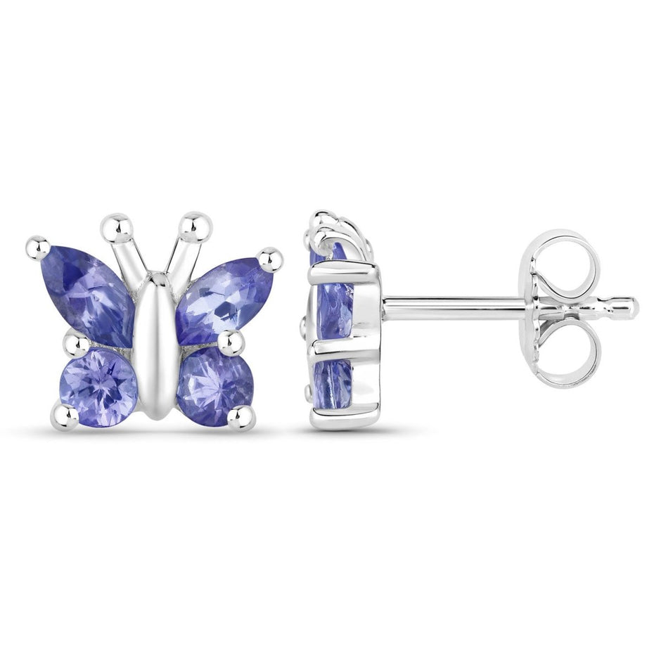 0.96 Carat Genuine Tanzanite .925 Sterling Silver Earrings - Earrings - Custom Crafting Alliance, LLC