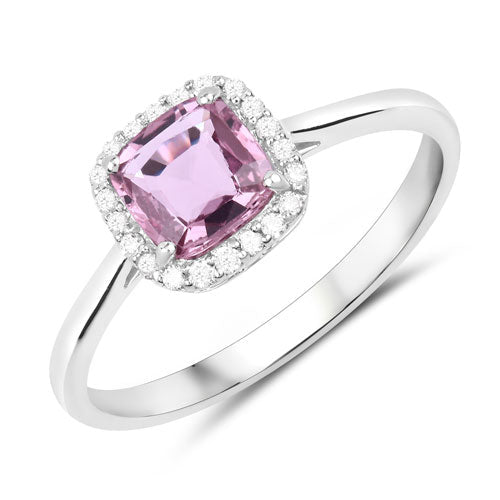 0.97 Carat Genuine Pink Sapphire and White Diamond 14K White Gold Ring - Rings - Custom Crafting Alliance, LLC