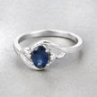 0.98 Carat Genuine Blue Sapphire and White Diamond 10K White Gold Ring - Rings - Custom Crafting Alliance, LLC