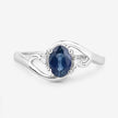 0.98 Carat Genuine Blue Sapphire and White Diamond 10K White Gold Ring - Rings - Custom Crafting Alliance, LLC