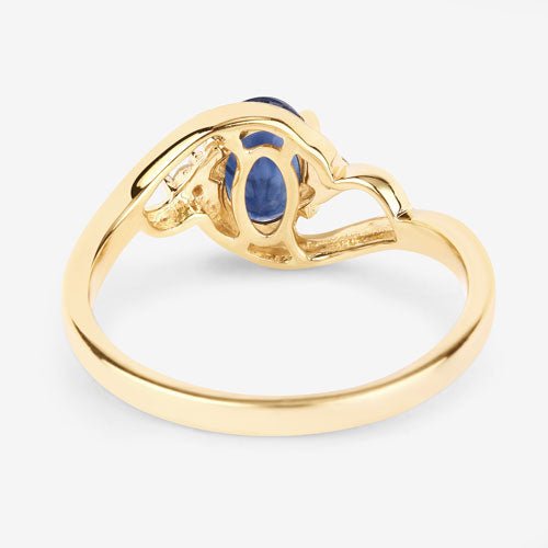 0.98 Carat Genuine Blue Sapphire and White Diamond 10K Yellow Gold Ring - Rings - Custom Crafting Alliance, LLC