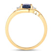 0.98 Carat Genuine Blue Sapphire and White Diamond 10K Yellow Gold Ring - Rings - Custom Crafting Alliance, LLC