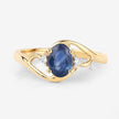 0.98 Carat Genuine Blue Sapphire and White Diamond 10K Yellow Gold Ring - Rings - Custom Crafting Alliance, LLC