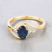 0.98 Carat Genuine Blue Sapphire and White Diamond 10K Yellow Gold Ring - Rings - Custom Crafting Alliance, LLC
